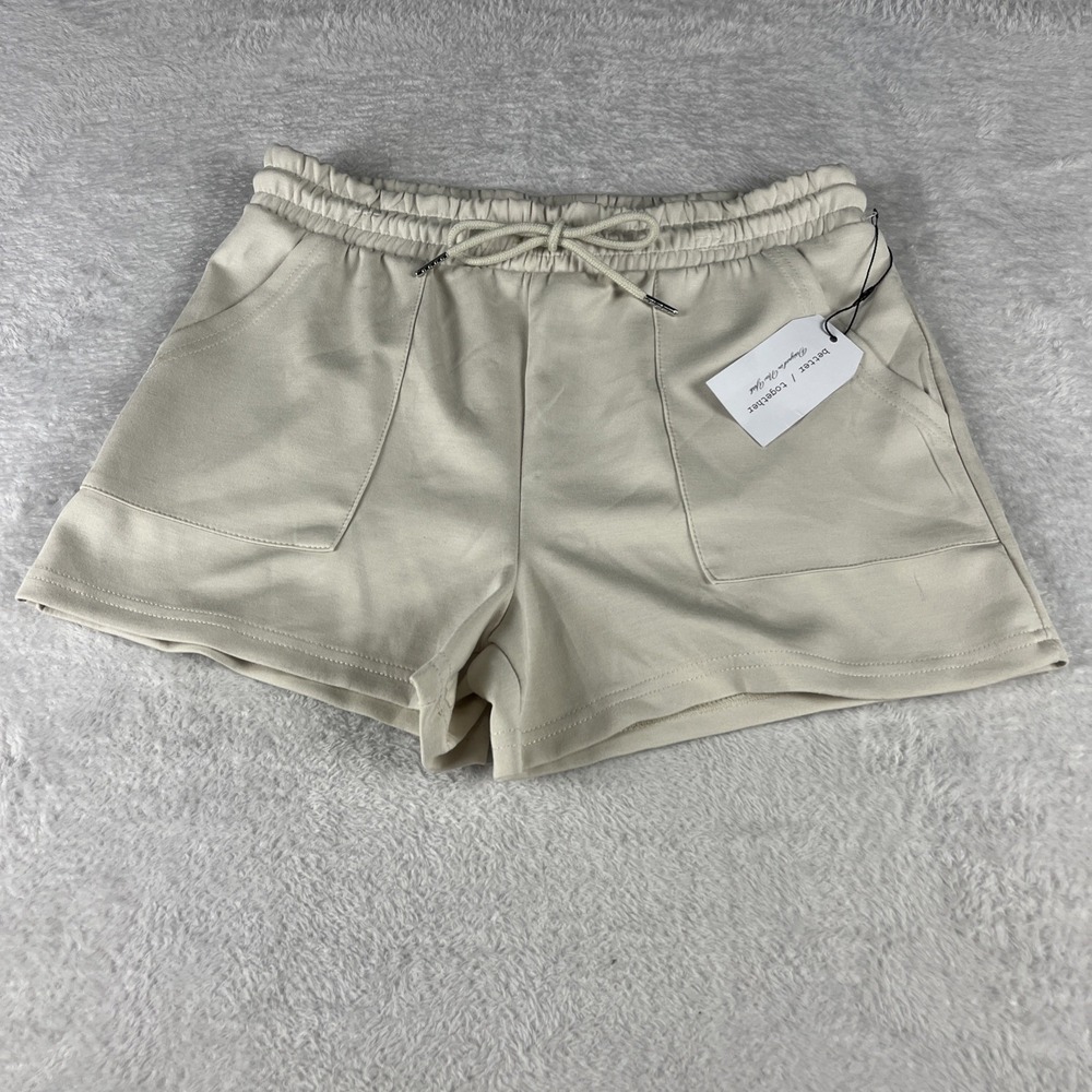 Better Together Women Size Large Tan Elastic Waist Sweat Shorts NWT